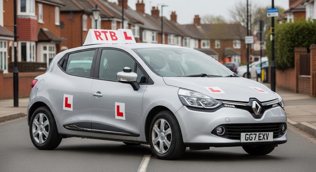 RTB Driving School car with a learner driver on a UK road