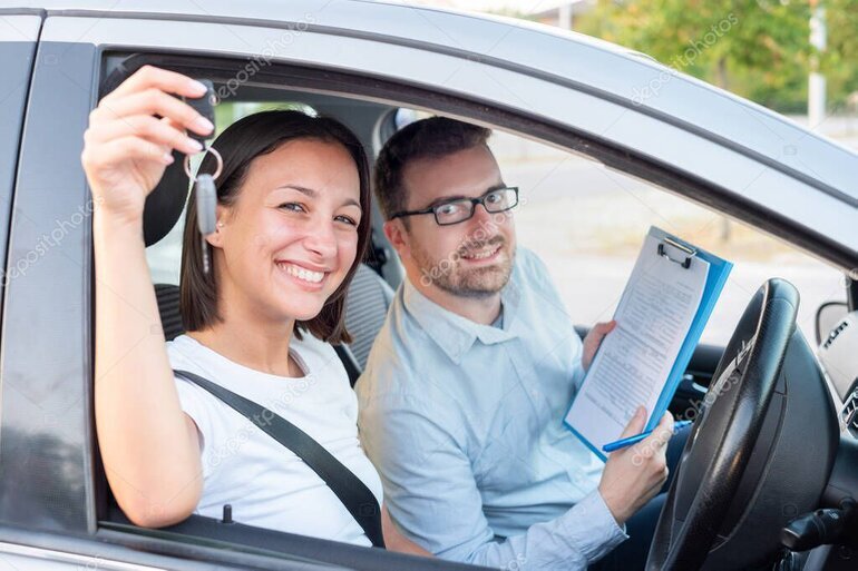 Beginner driver practising on a UK road