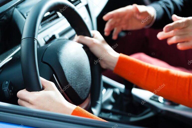Learner driver on an intensive driving lesson